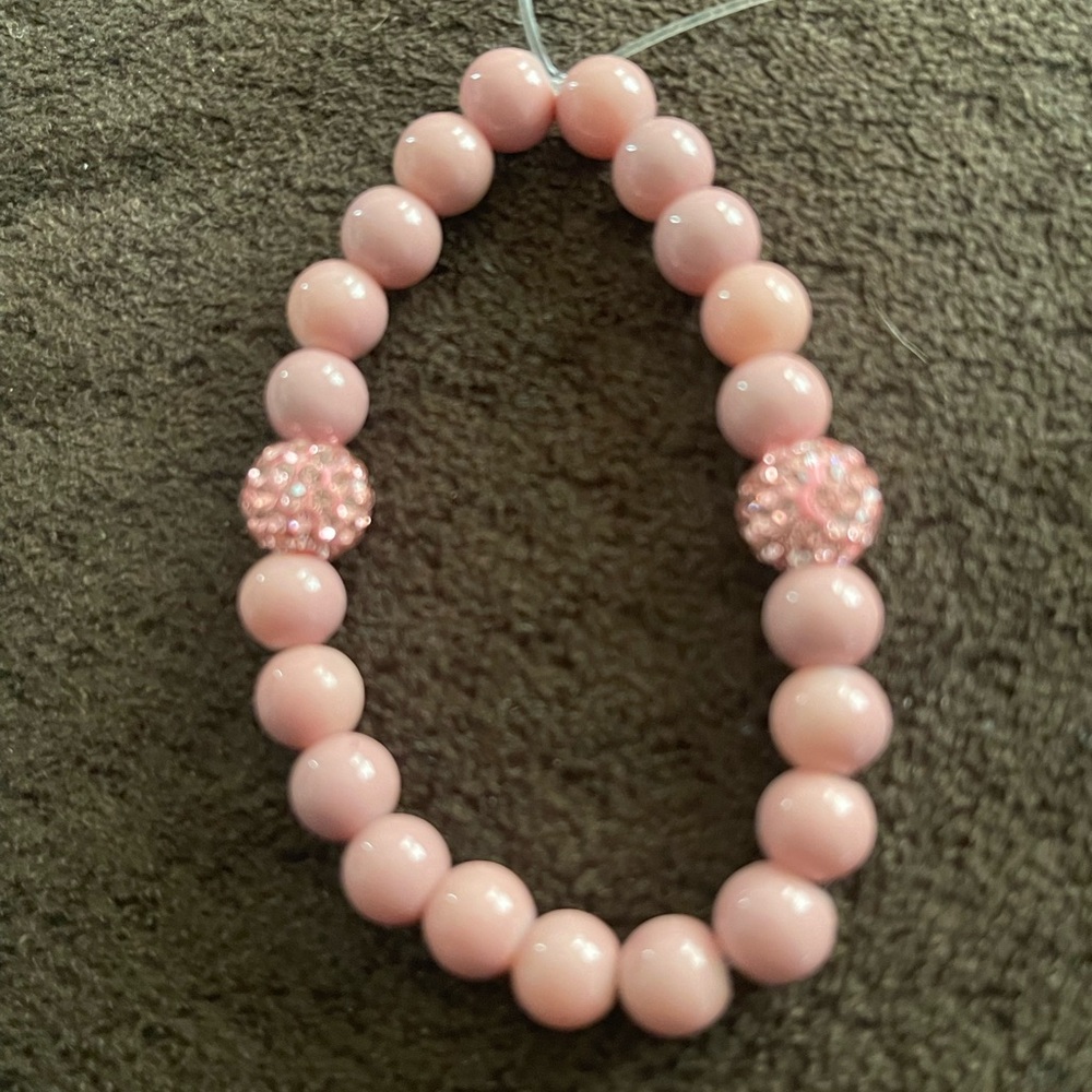 Pink Beaded Bracelet with Sparkle Accents